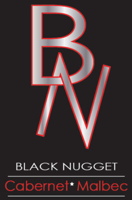 BlackNugget wine label logo graphic design by Priscilla Prentice