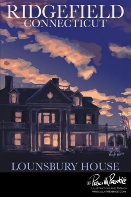 Lounsberry House poster by illustrator Priscilla Prentice