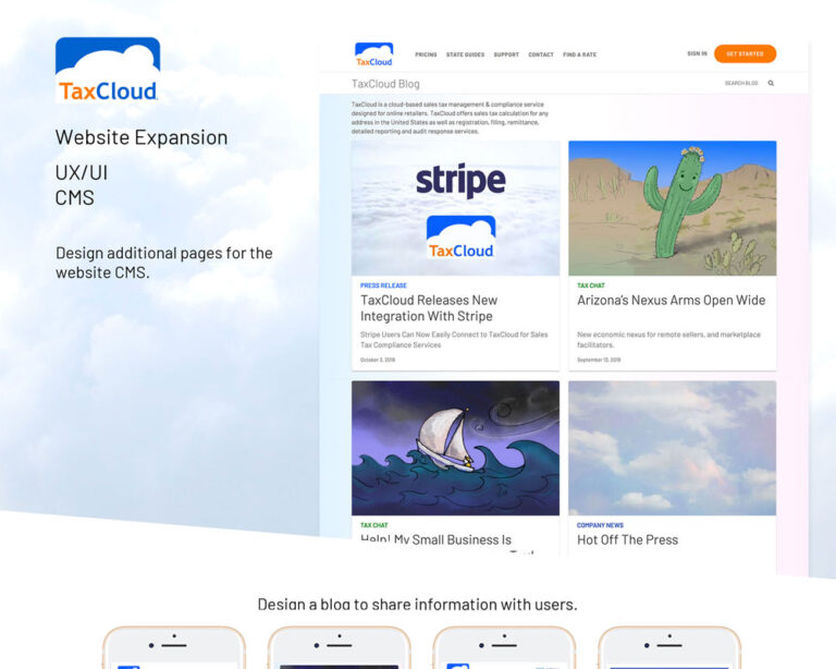 TaxCloud website UX/UI Design by Priscilla Prentice
