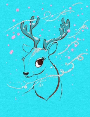 Winter Deer Print by Designer Priscilla Prentice