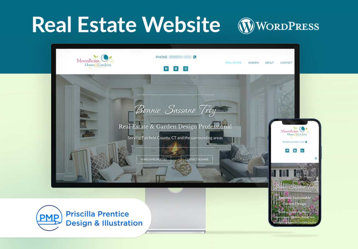 MoonBeam Homes Real estate website design by Priscilla Prentice