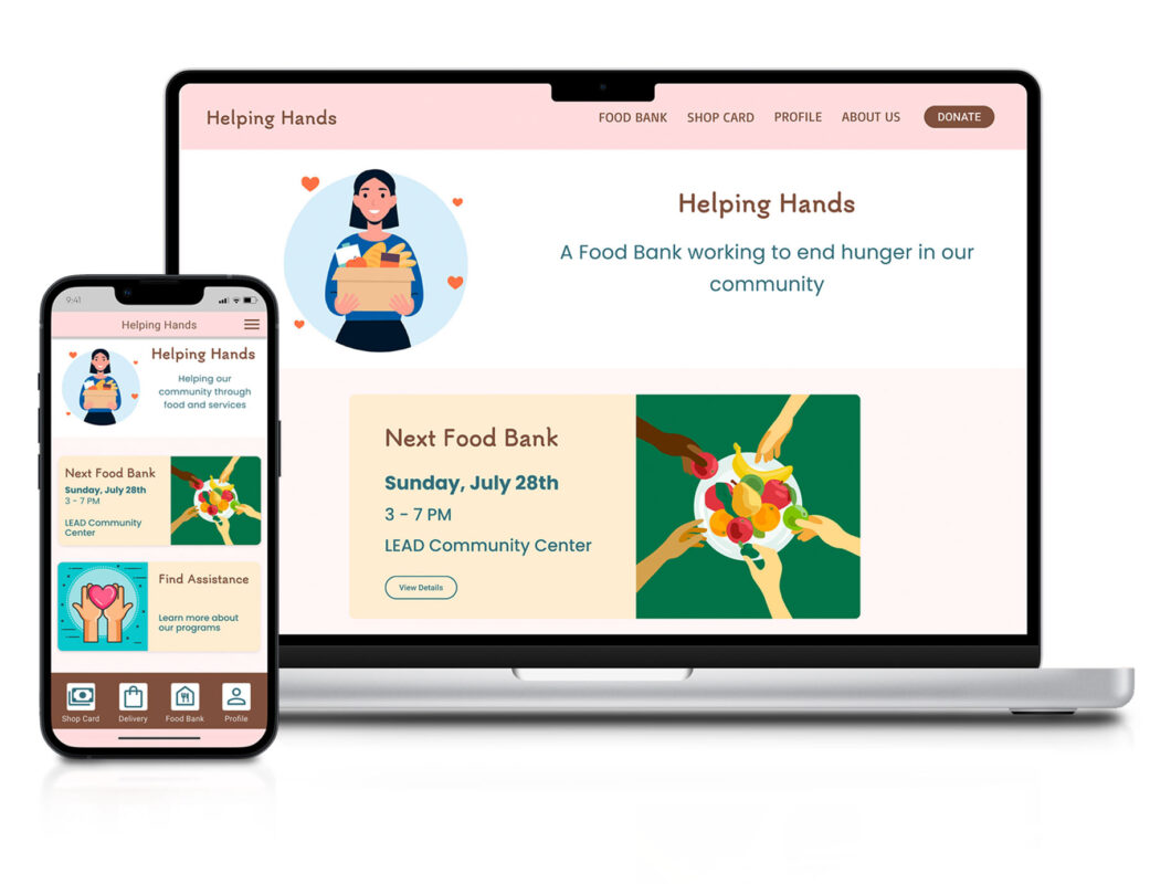 Helping hands food bank website responsive design hero image