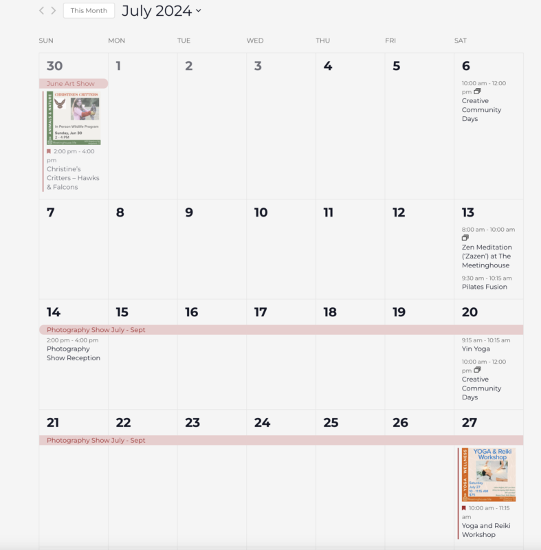 Calendar Example Monthly