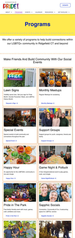 Screenshot of programs page